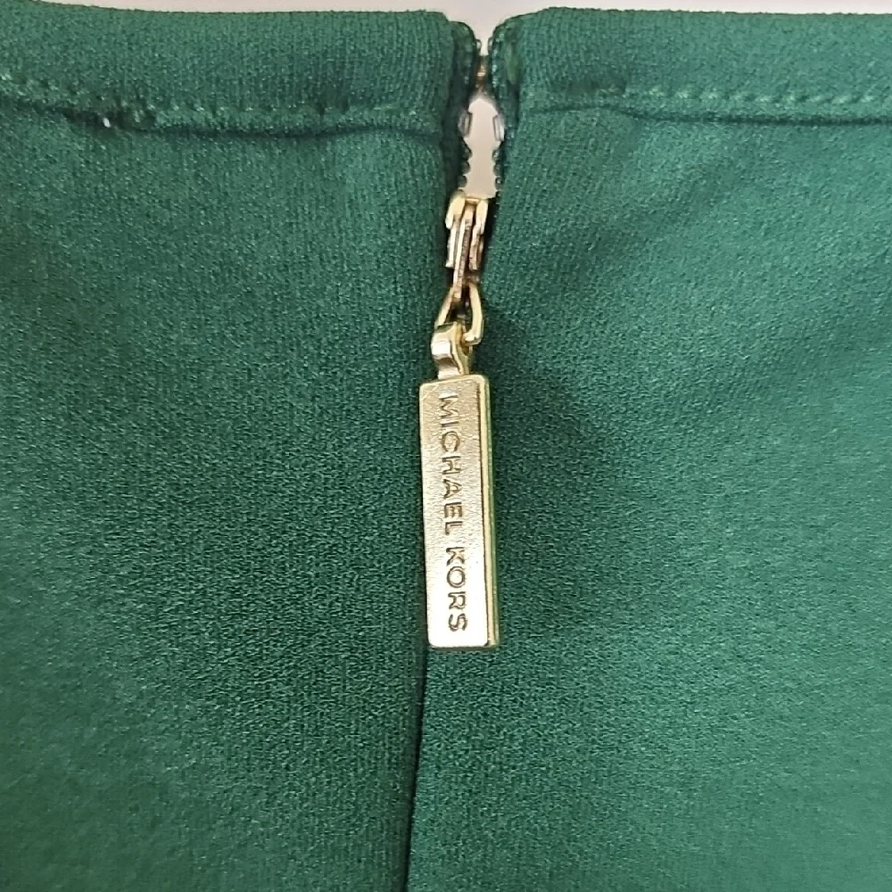 Michael Kors Green Mini Dress with Gold Accents